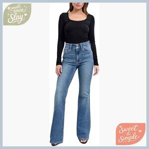 High Waist Vintage Flare Jeans, 33" Inseam, Stretch Denim, Women's